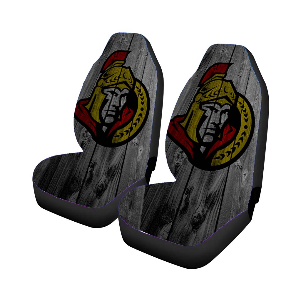 Ottawa Senators Nhl Wood Logo Dark Wood Wallpaper Car Seat Covers