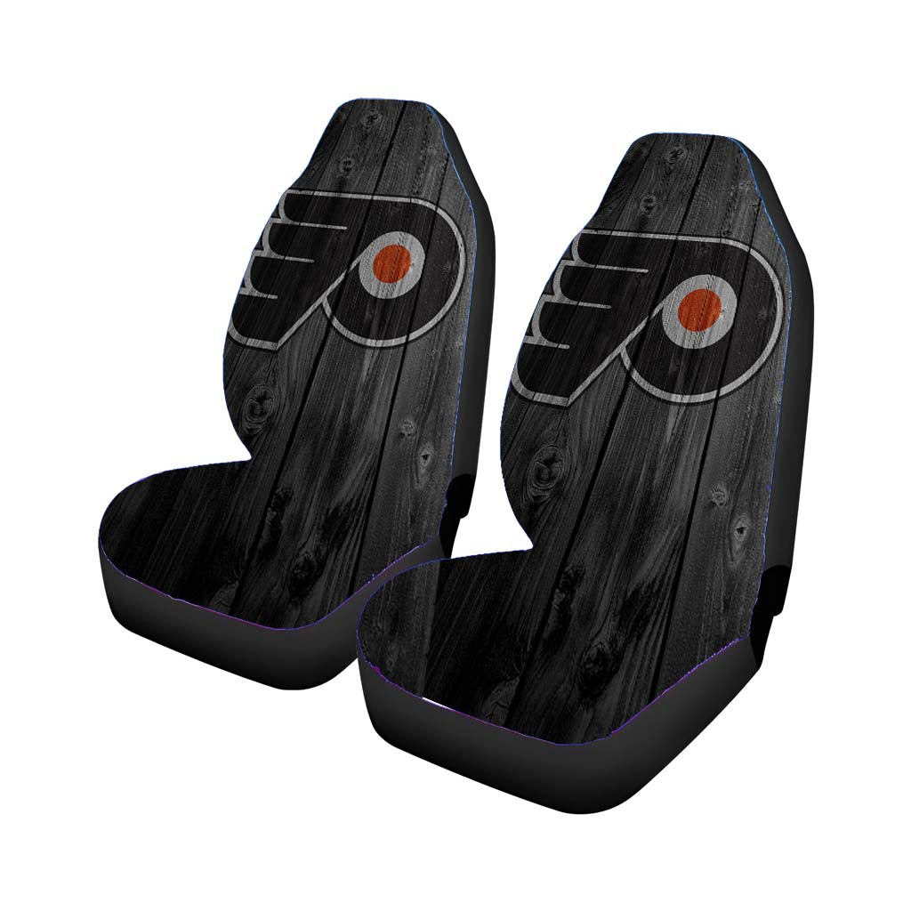 Philadelphia Flyers Nhl Logo Dark Wood Wallpaper Car Seat Covers