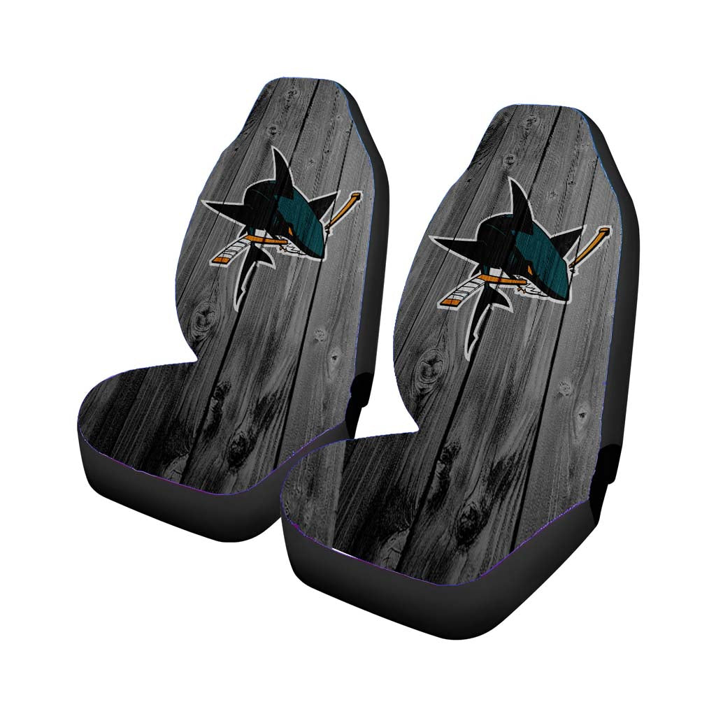 San Jose Sharks Nhl Logo Dark Wood Wallpaper Car Seat Cover Waterproof Protection