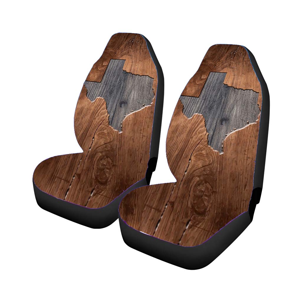 Texas States Map Two Tone Wood Texture Car Seat Covers