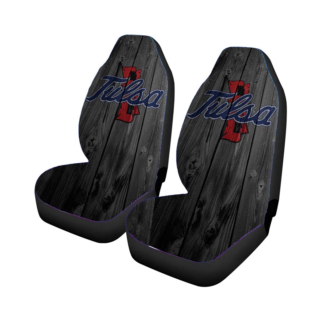 Tulsa Golden Hurricane Nfl Logo Dark Wood Wallpaper Car Seat Covers