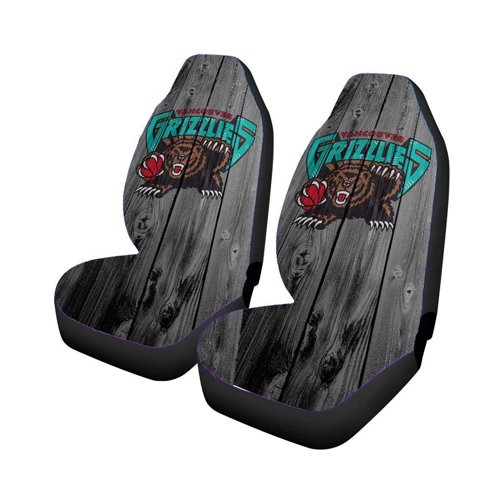 Vancouver Grizzlies Nba Logo Dark Wood Wallpaper Rear Car Seat Covers