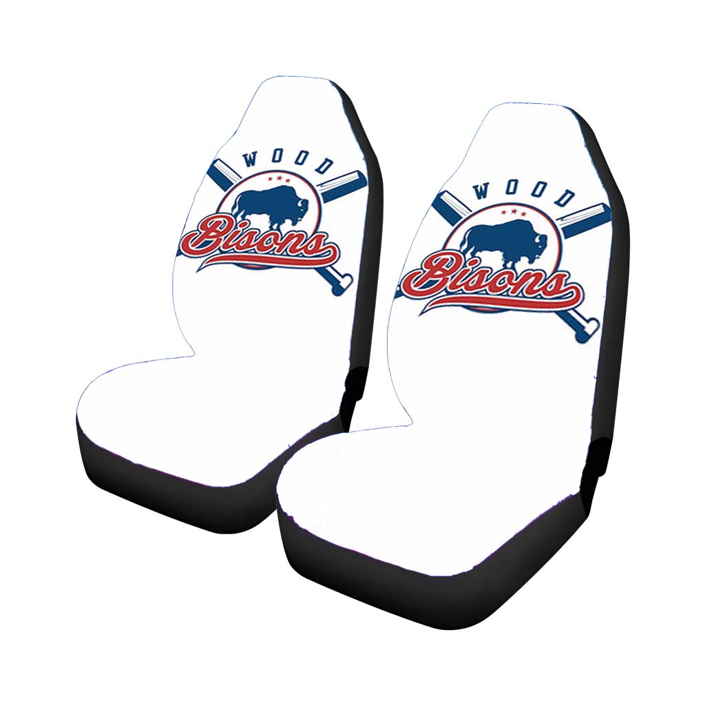 Wood Bisons Baseball Loogo White Car Seat Covers
