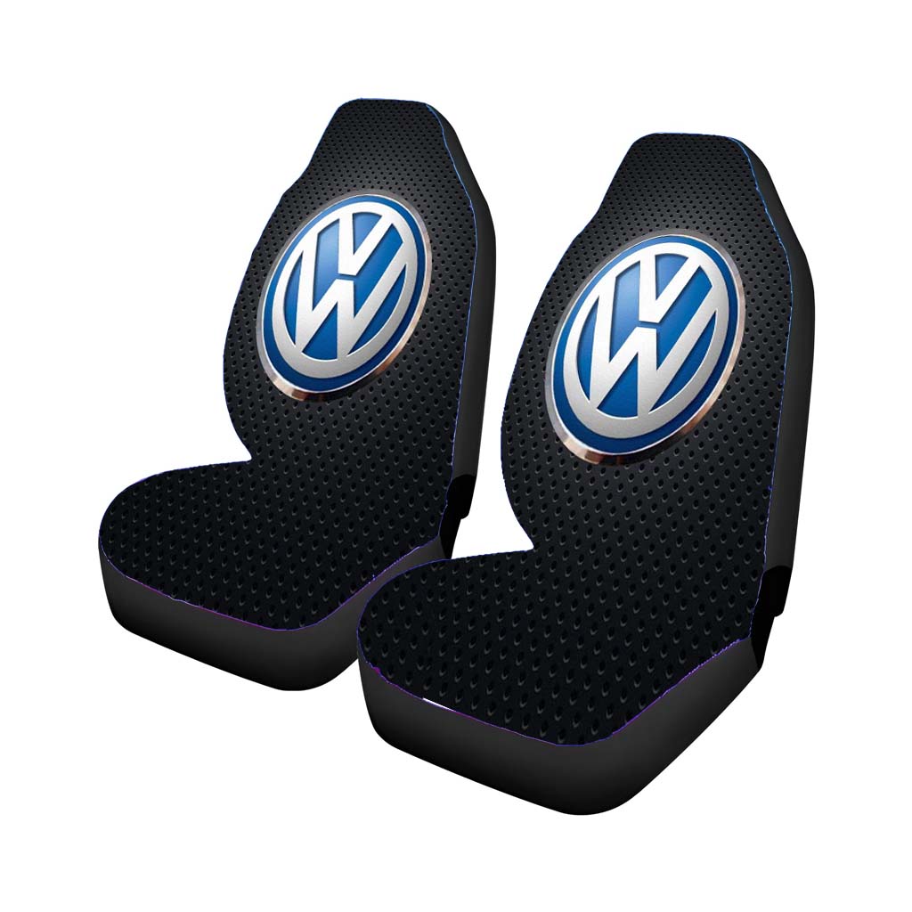 Vw Logo Black Carbon Car Front Seat Covers