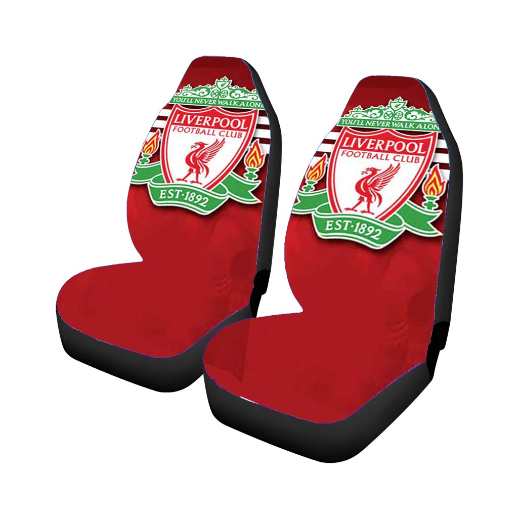 Liverpool Fc Logo On Red And Stripes Car Seat Covers
