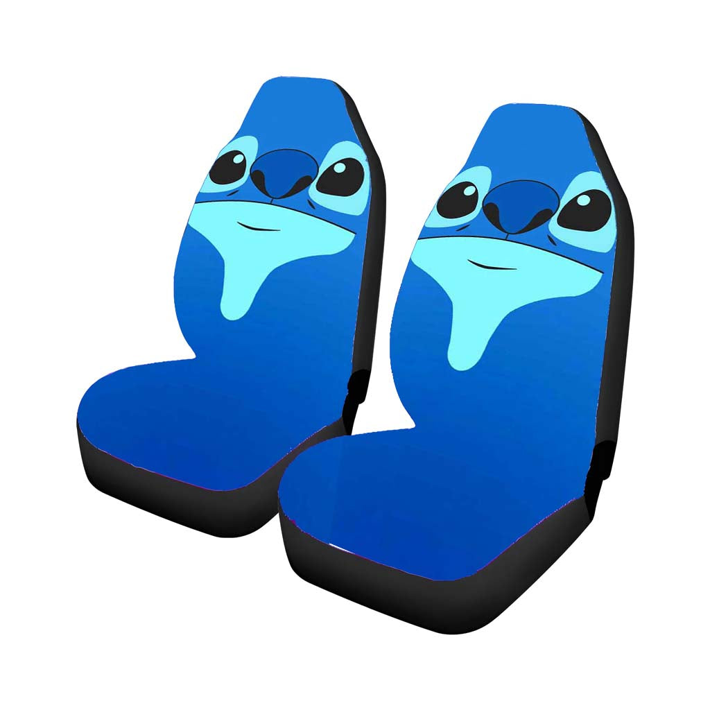 Stitch Blue Face Cute Car Seat Covers