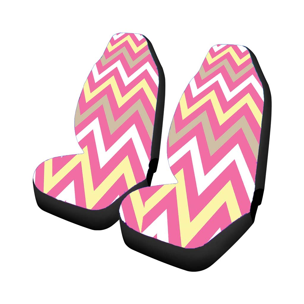 Stripe White And Pink Chevron Car Seat Covers