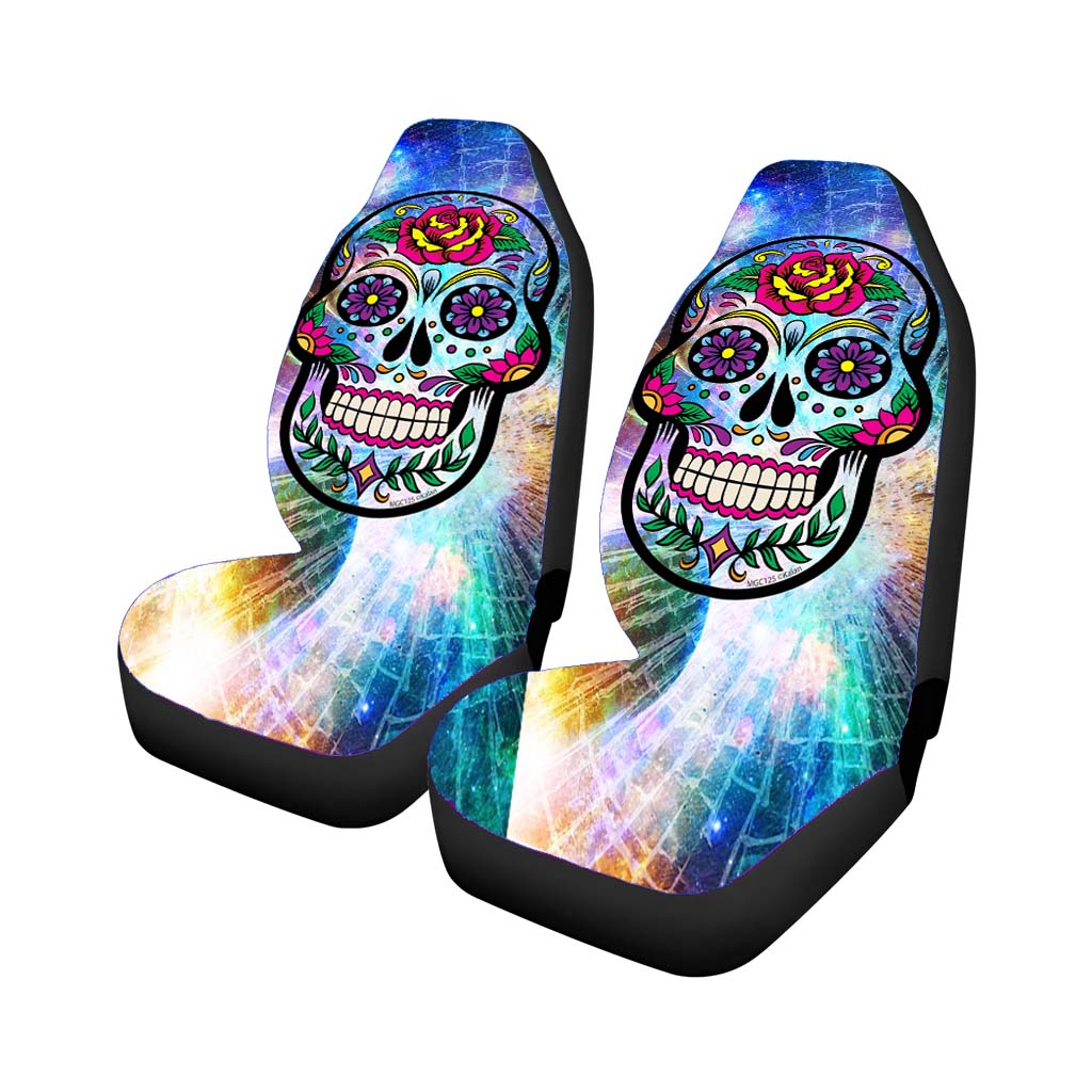 Sugar Skull Colorful Crack Out Car Seat Covers
