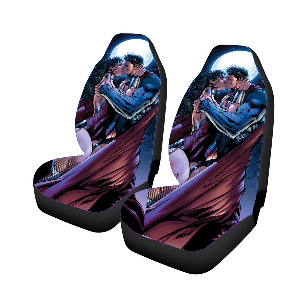 Superman Wonder Woman Kiss Car Seat Covers