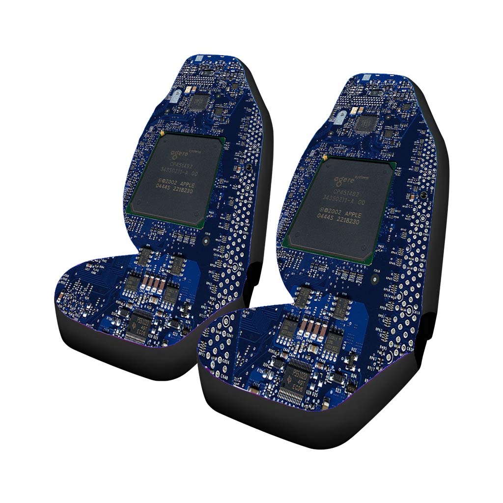 Technology Circuit Blue Car Seat Covers
