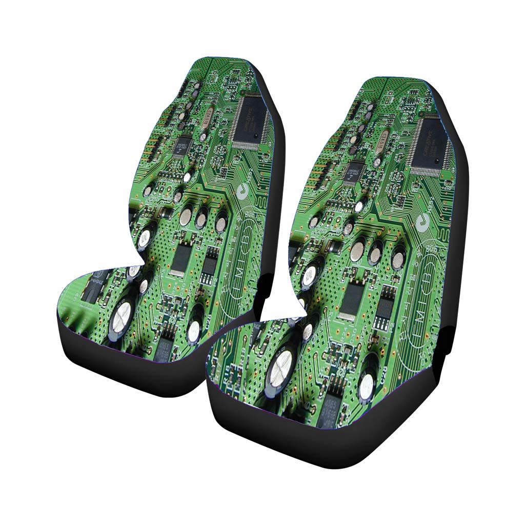 Technology Circuit Green Car Seat Covers