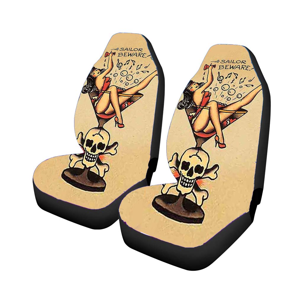 Traditional Tattoo Art Martini Glass Girl Car Seat Covers