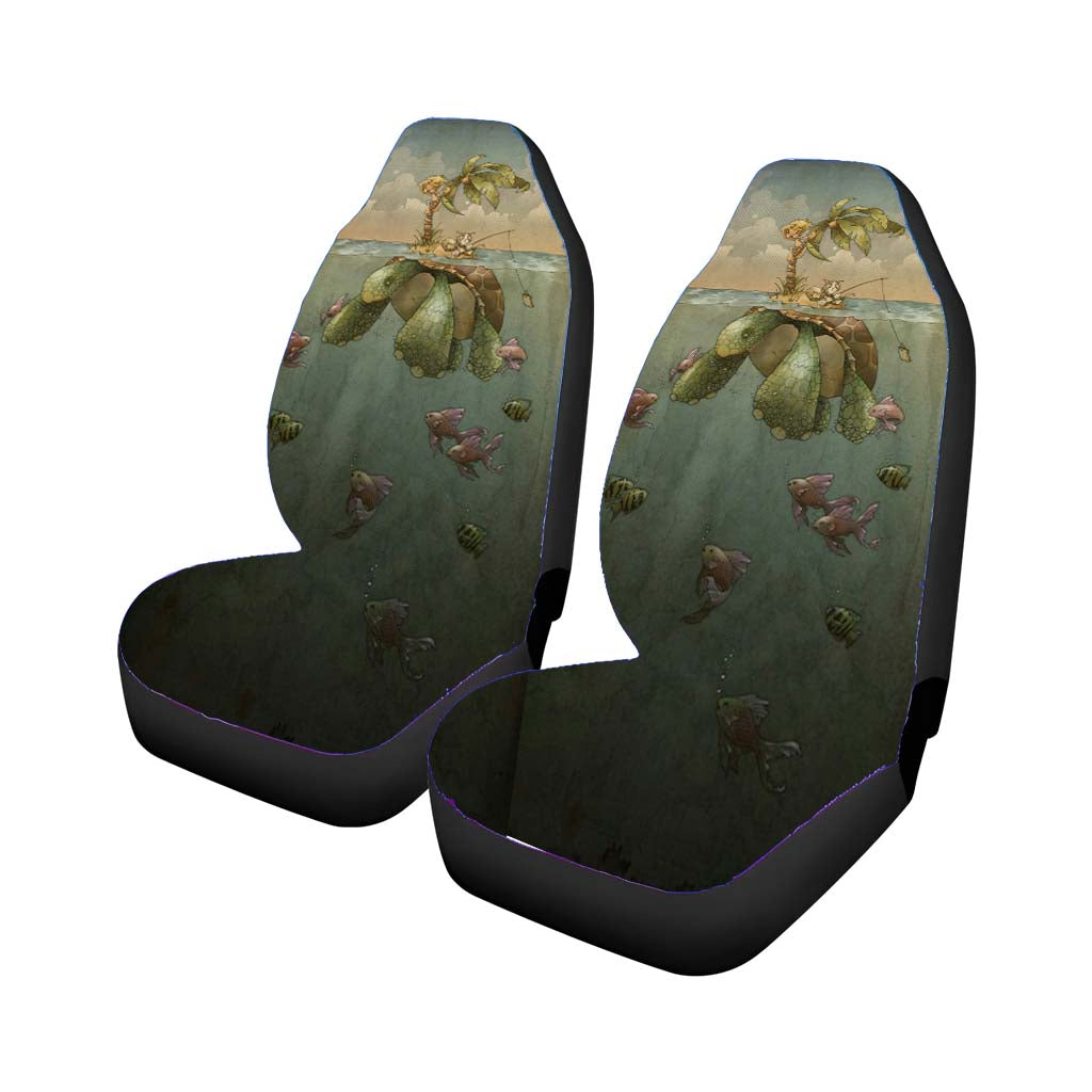 Turtles Cat And Fishing Car Seat Covers