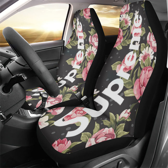 Supreme Flower Black Rear Car Seat Covers