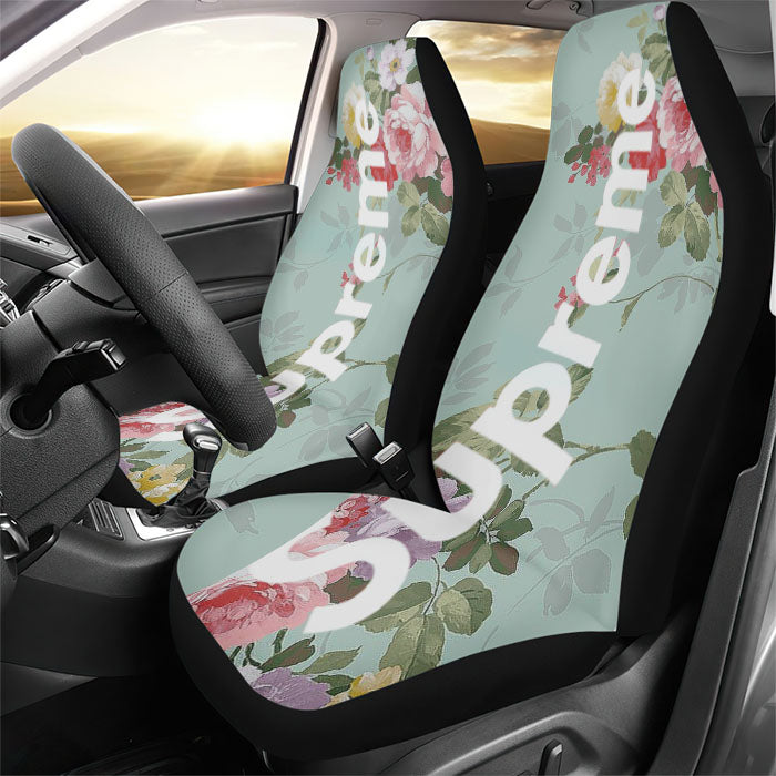 Supreme Flower Blue Rear Car Seat Covers