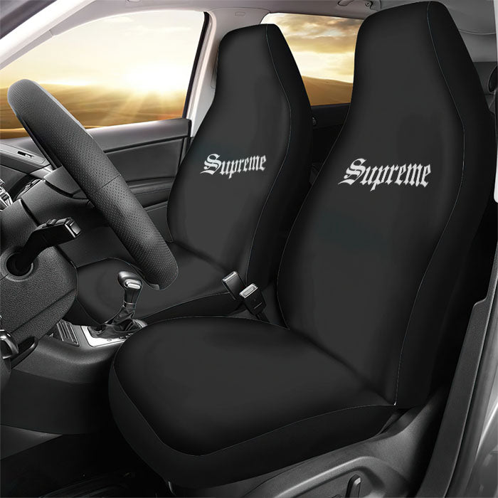 Supreme Font Black Rear Car Seat Covers