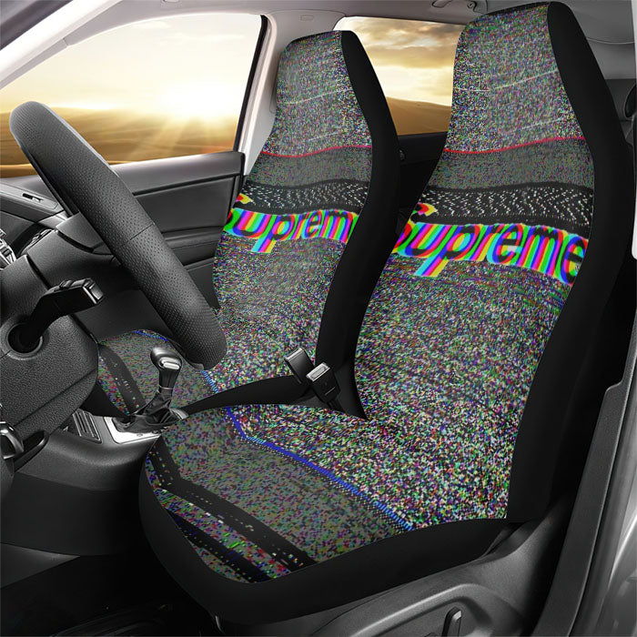 Supreme Glitch Art Rear Car Seat Covers