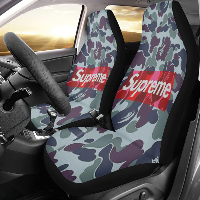 Supreme Logo Camo Rear Car Seat Covers
