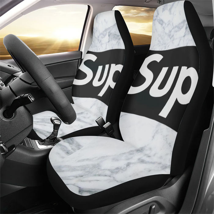 Supreme Marble Black Font Rear Car Seat Covers