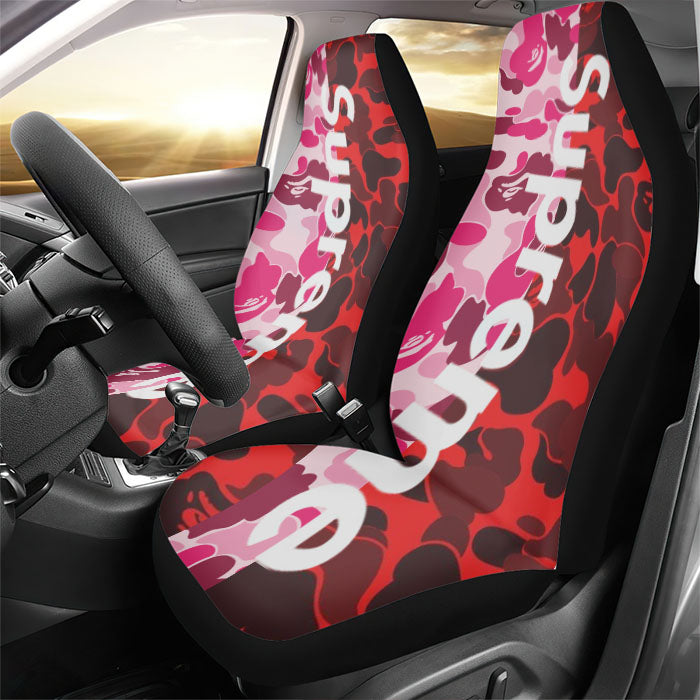 Supreme Pink Red Rear Car Seat Covers