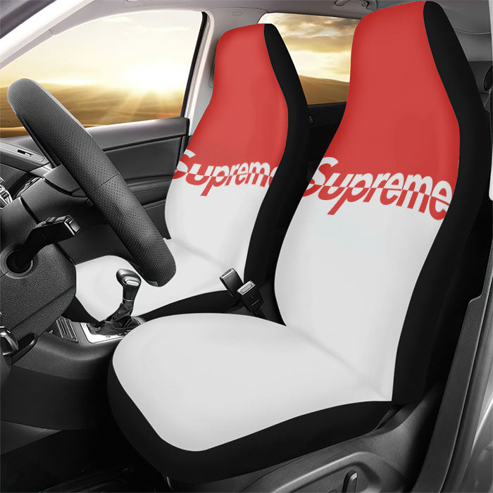 Supreme Red White Rear Car Seat Covers
