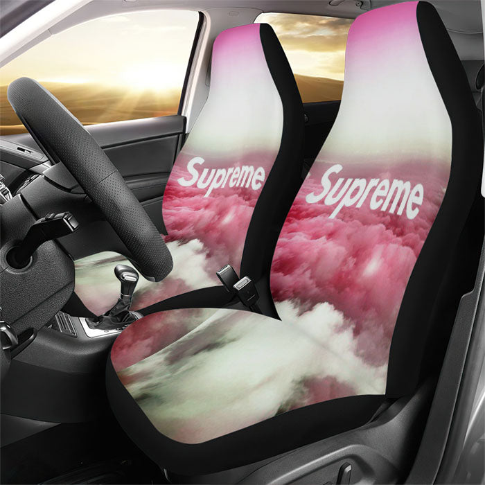 Supreme Sky Pink White Rear Car Seat Covers