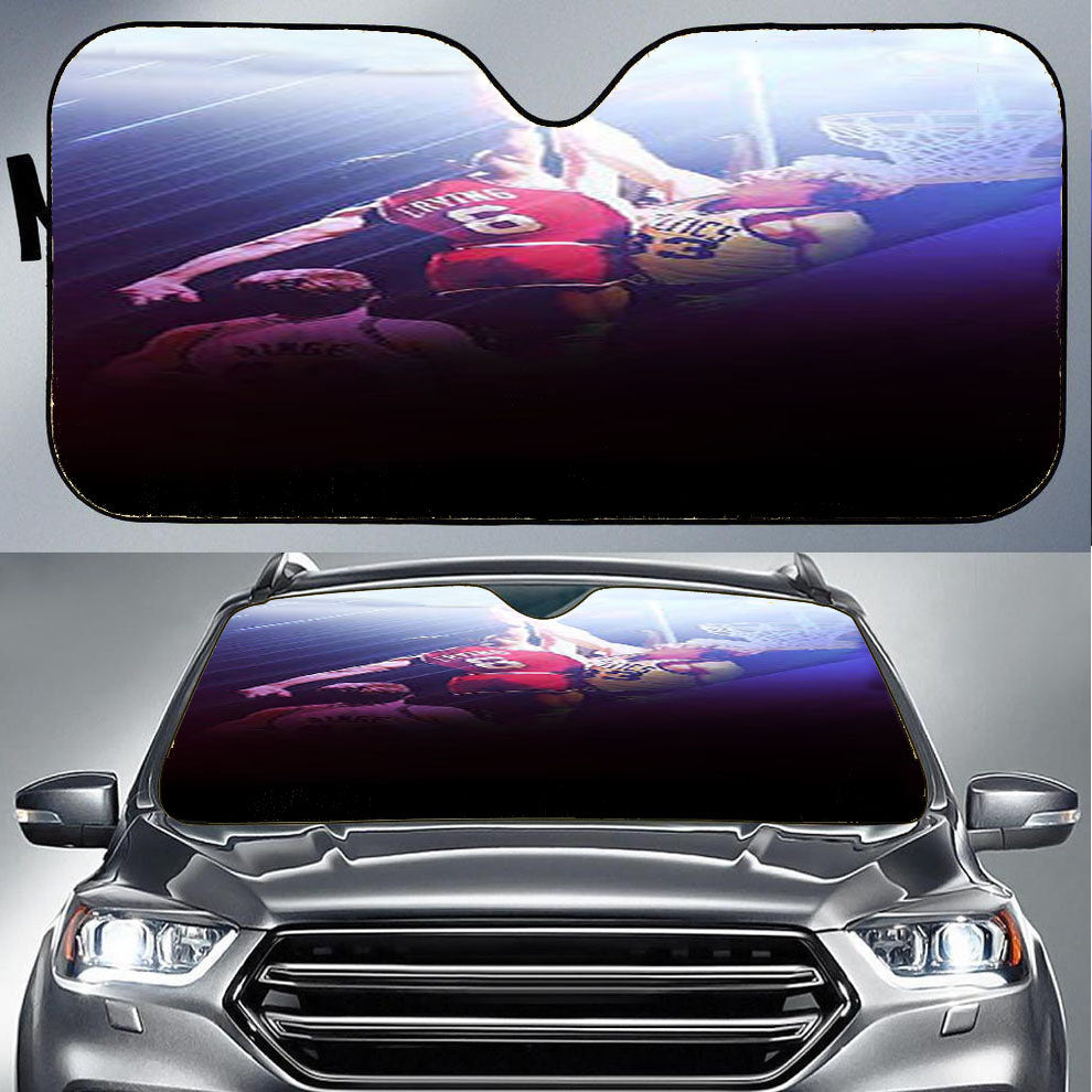 76Ers Dunk Over Larry Bird Widescreen Car Auto Sun Shade Windshield Cover