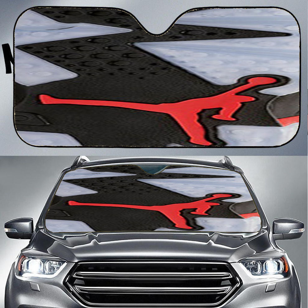 Air Jordan Black Red Sole Car Auto Sun Shade Windshield Cover
