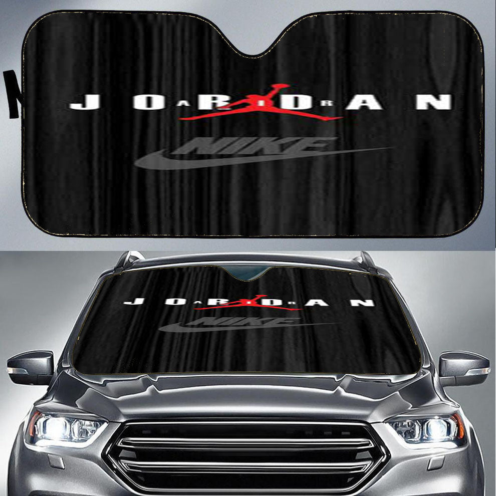 Air Jordan Black Wood Grain Car Auto Sun Shade Windshield Cover