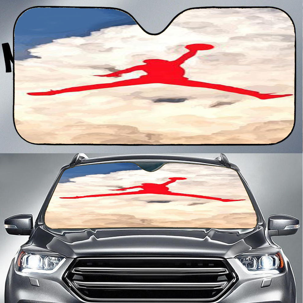 Air Jordan Logo In Sky Car Auto Sun Shade Windshield Cover