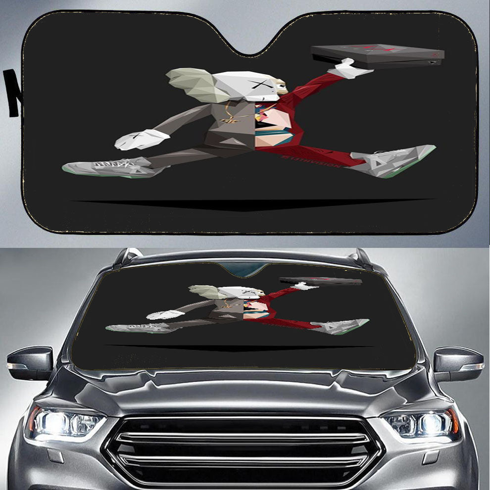 Air Jordan X Kaws Illustration Car Auto Sun Shade Windshield Cover