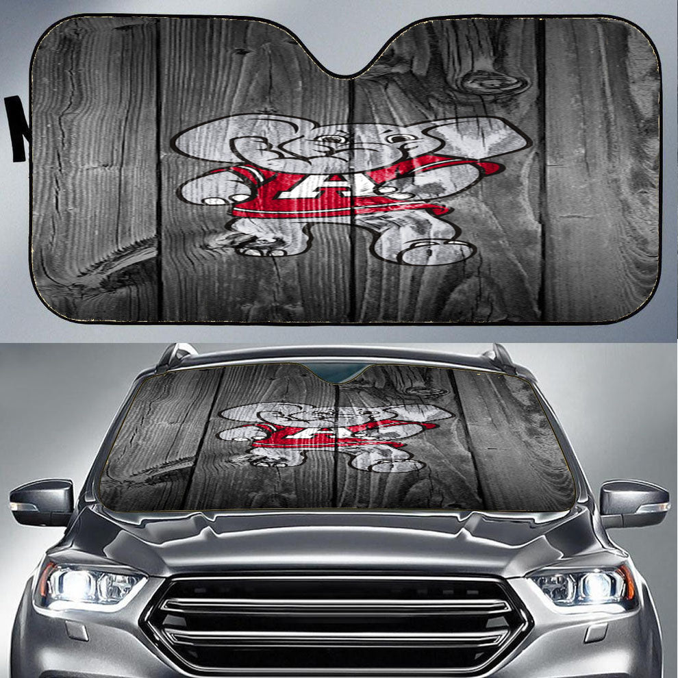 Alabama Crimson Tide Elephant Logo Dark Wood Wallpaper Car Auto Sun Shade Windshield Cover