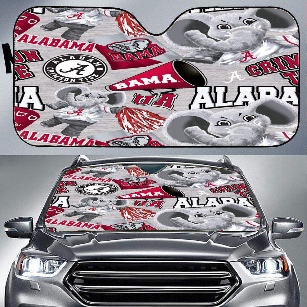 Alabama Crimson Tide Pattern Elephant Car Auto Sun Shade Windshield Cover