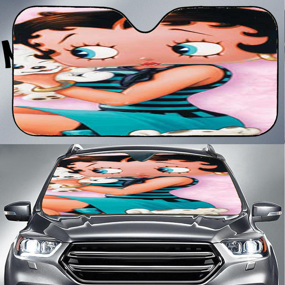 Betty Boop Holding Puppy Car Auto Sun Shade Windshield Cover