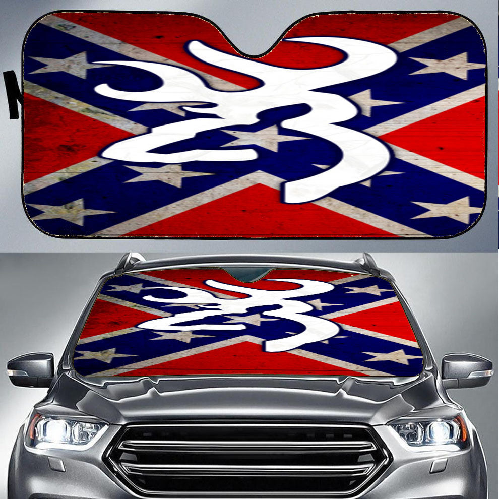 Browning Deer Camo Flag Car Auto Sun Shade Windshield Cover