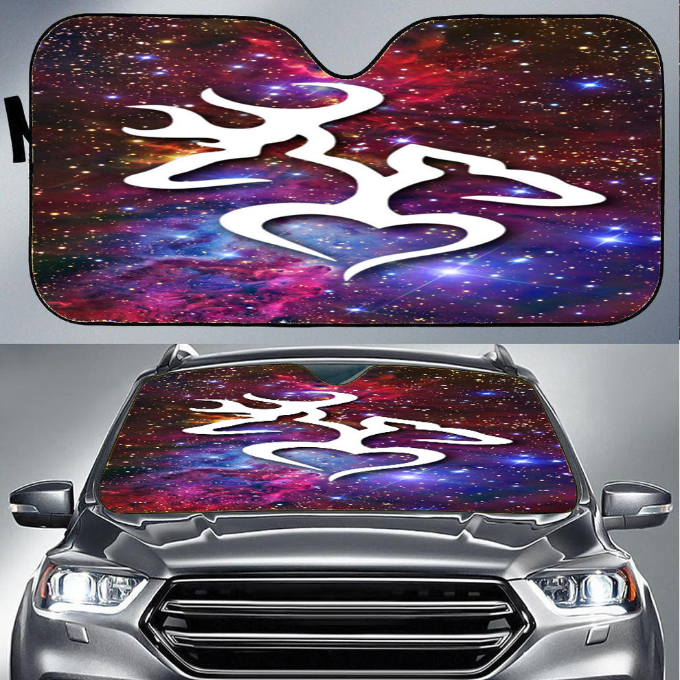 Browning Deer Love Galaxy Nebula Car Auto Sun Shade Windshield Cover