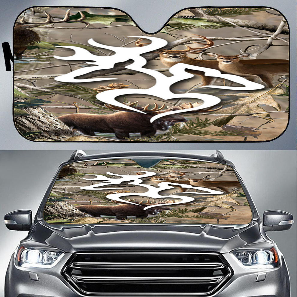 Browning Deer Love Realtree Camo Car Auto Sun Shade Windshield Cover