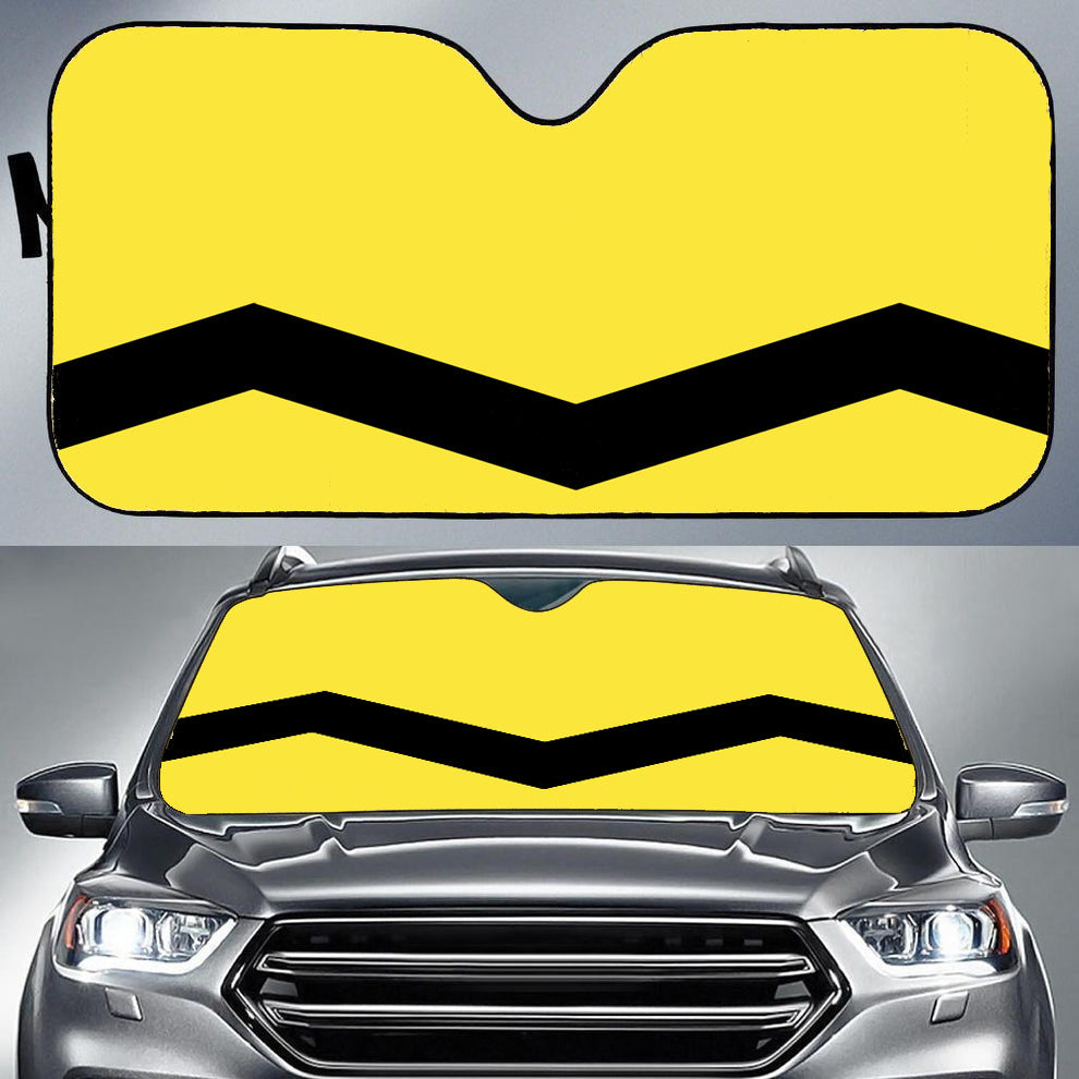 Charlie Brown Yellow Black Chevron Car Auto Sun Shade Windshield Cover