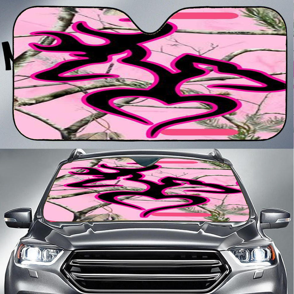 Love Browning Deer Camo Pink Car Auto Sun Shade Windshield Cover