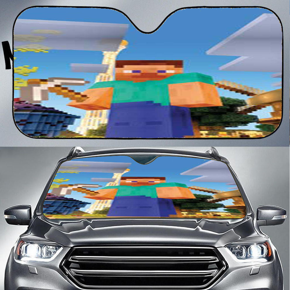 Minecraft Construction Car Auto Sun Shade Windshield Cover