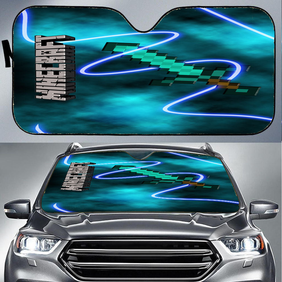 Minecraft Creeper Sword Car Auto Sun Shade Windshield Cover