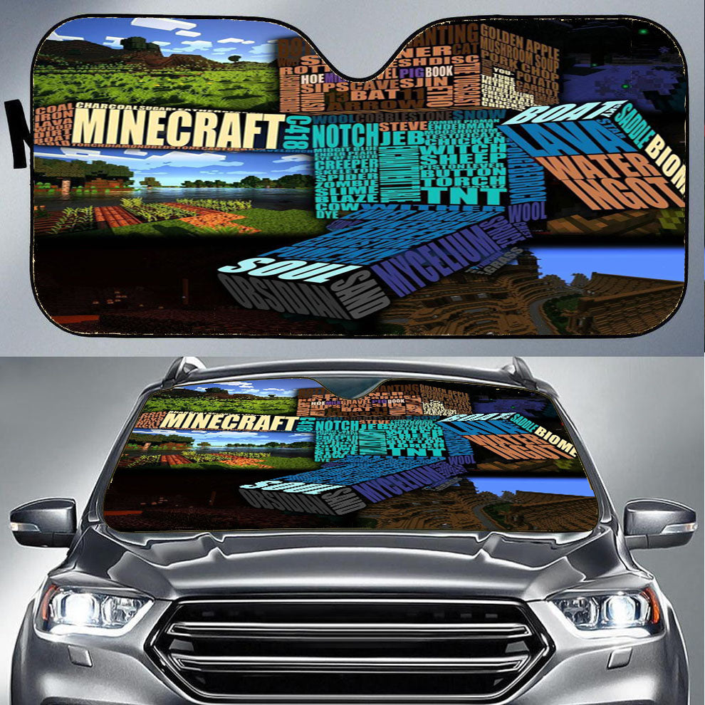 Minecraft Typography Car Auto Sun Shade Windshield Cover