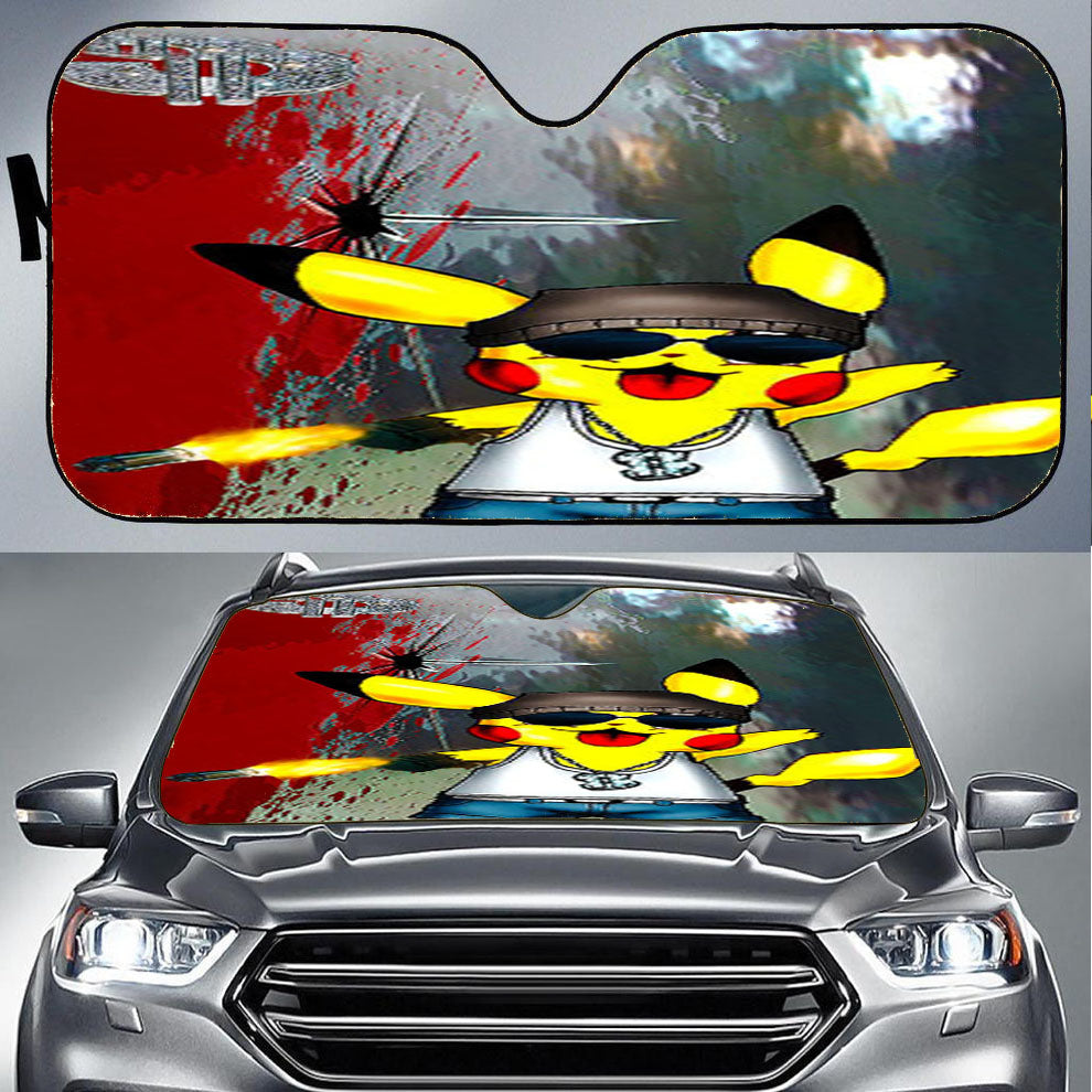 Pikachu Gangster Car Auto Sun Shade Windshield Cover