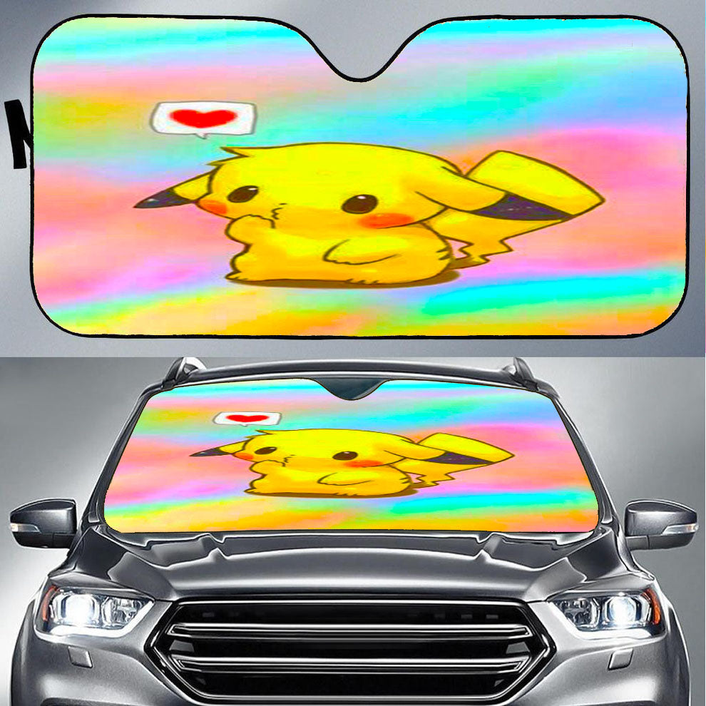 Pikachu Love Car Auto Sun Shade Windshield Cover