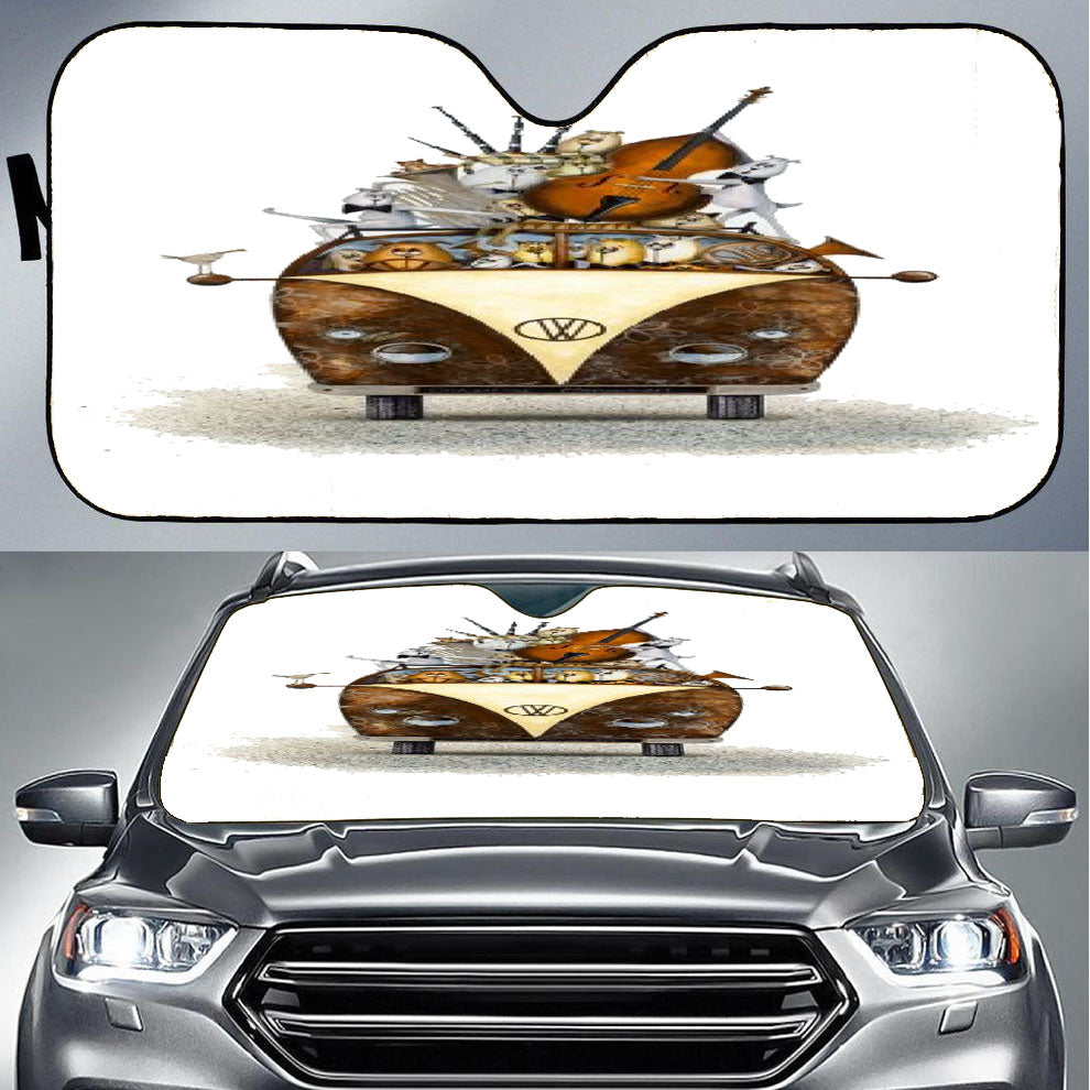 Vw Musical Car Auto Sun Shade Windshield Cover