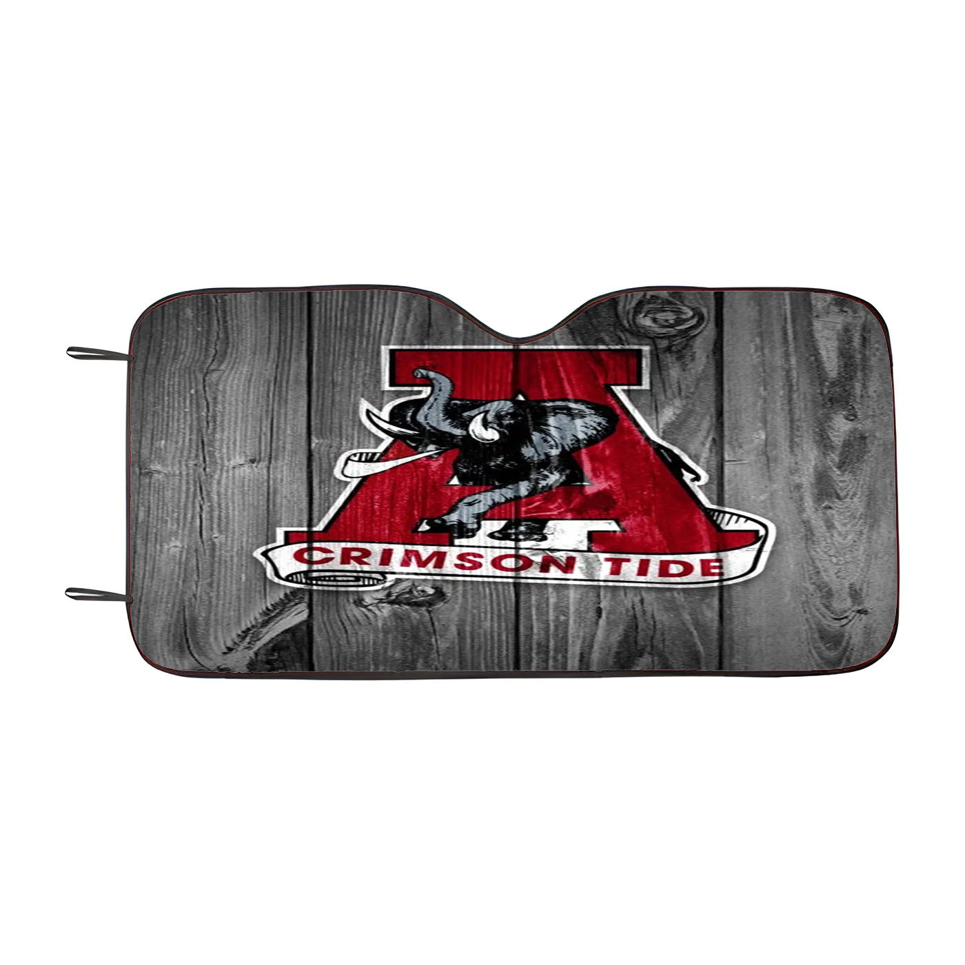 Alabama Crimson Tide University Elephant Logo Dark Wood Wallpaper Car Auto Sun Shade Windshield Cover