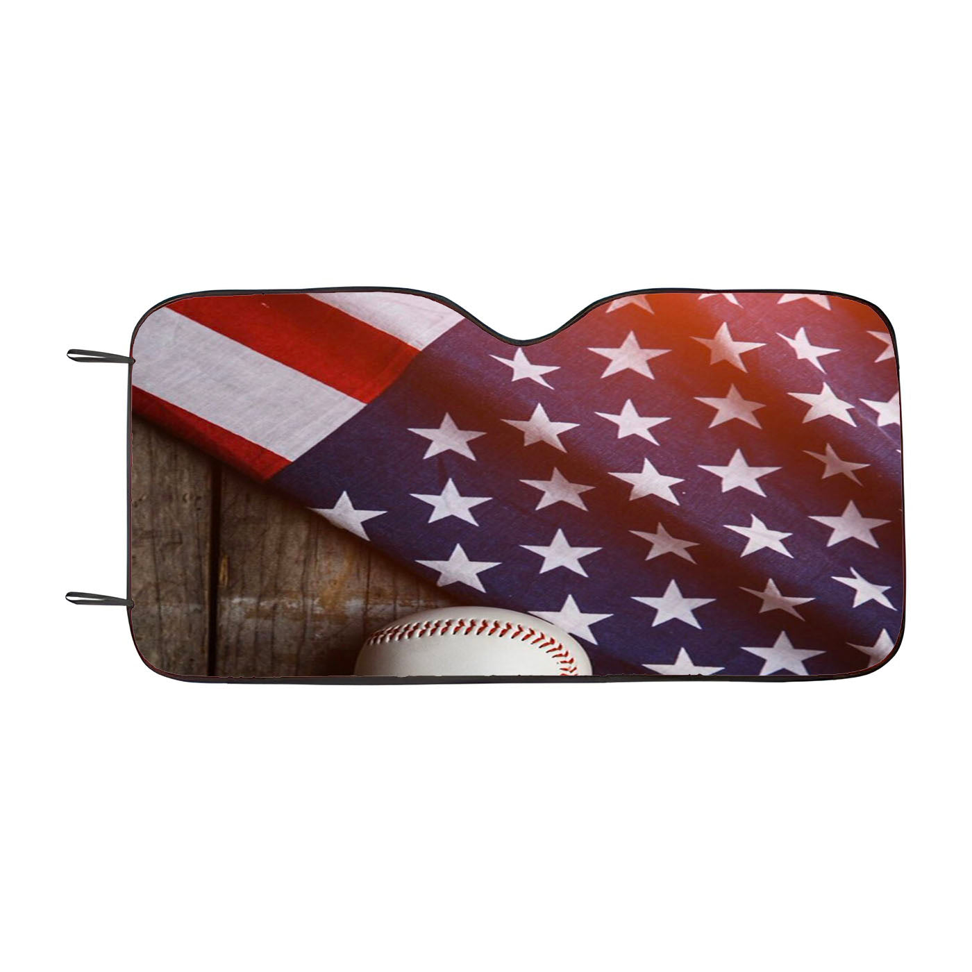 Baseball Ball And Flag Car Auto Sun Shade Windshield Cover