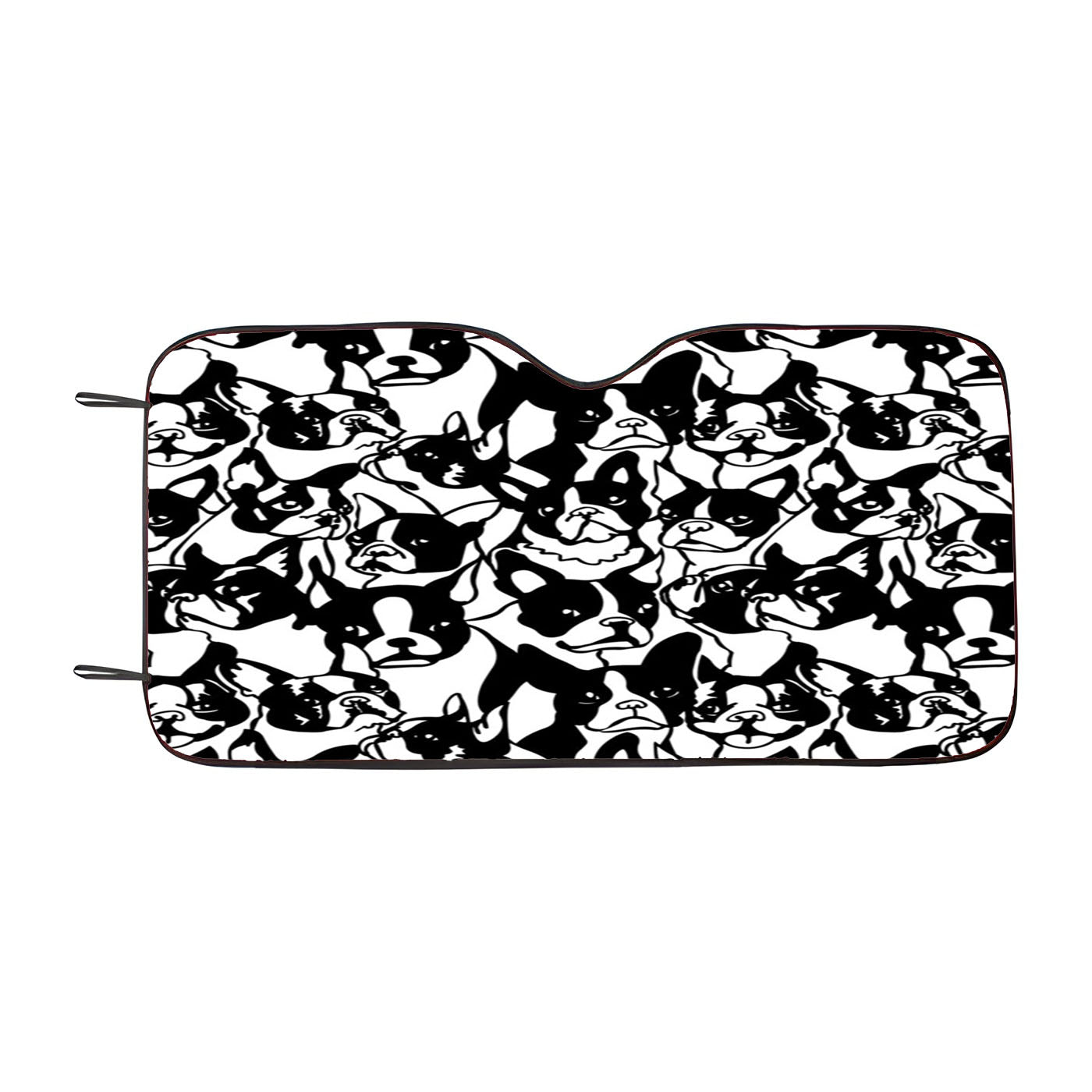 Black White Boston Terrier Pattern Car Auto Sun Shade Windshield Cover