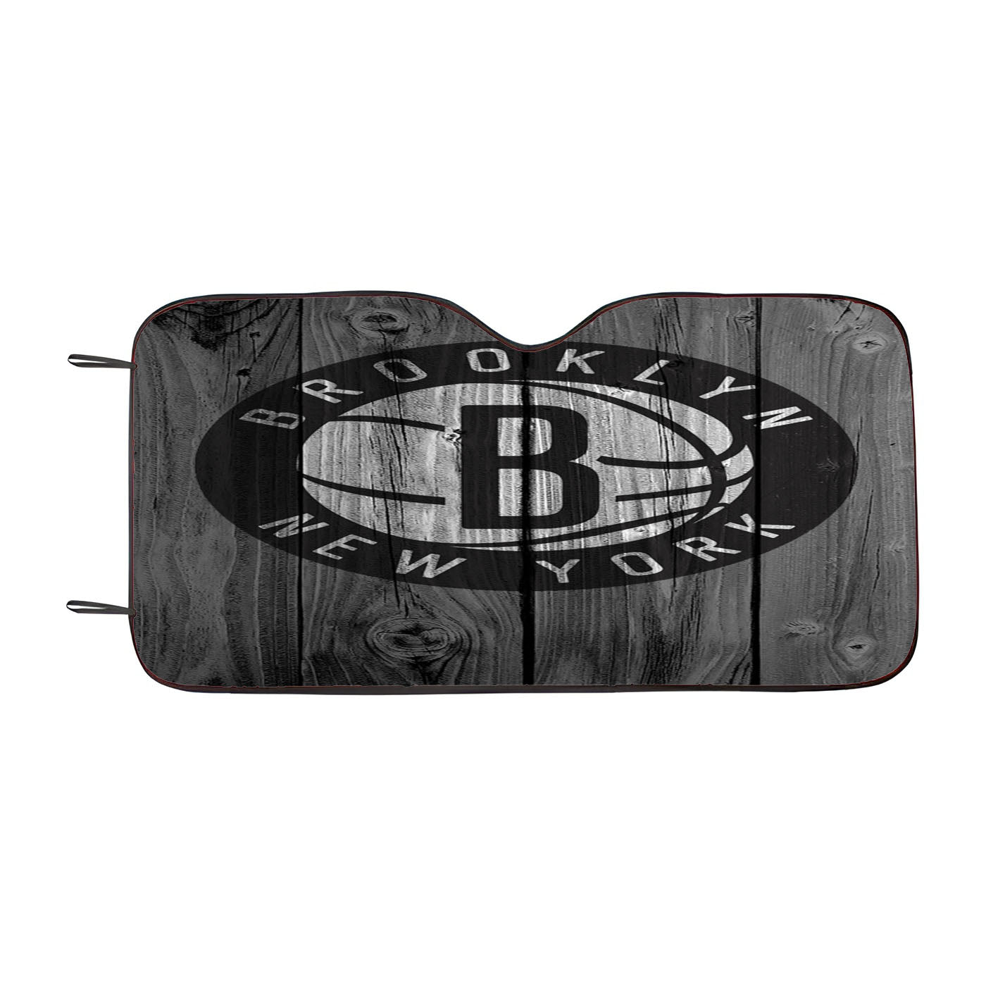 Brooklyn Nets New York Logo Nba Dark Wood Wallpaper Car Auto Sun Shade Windshield Cover
