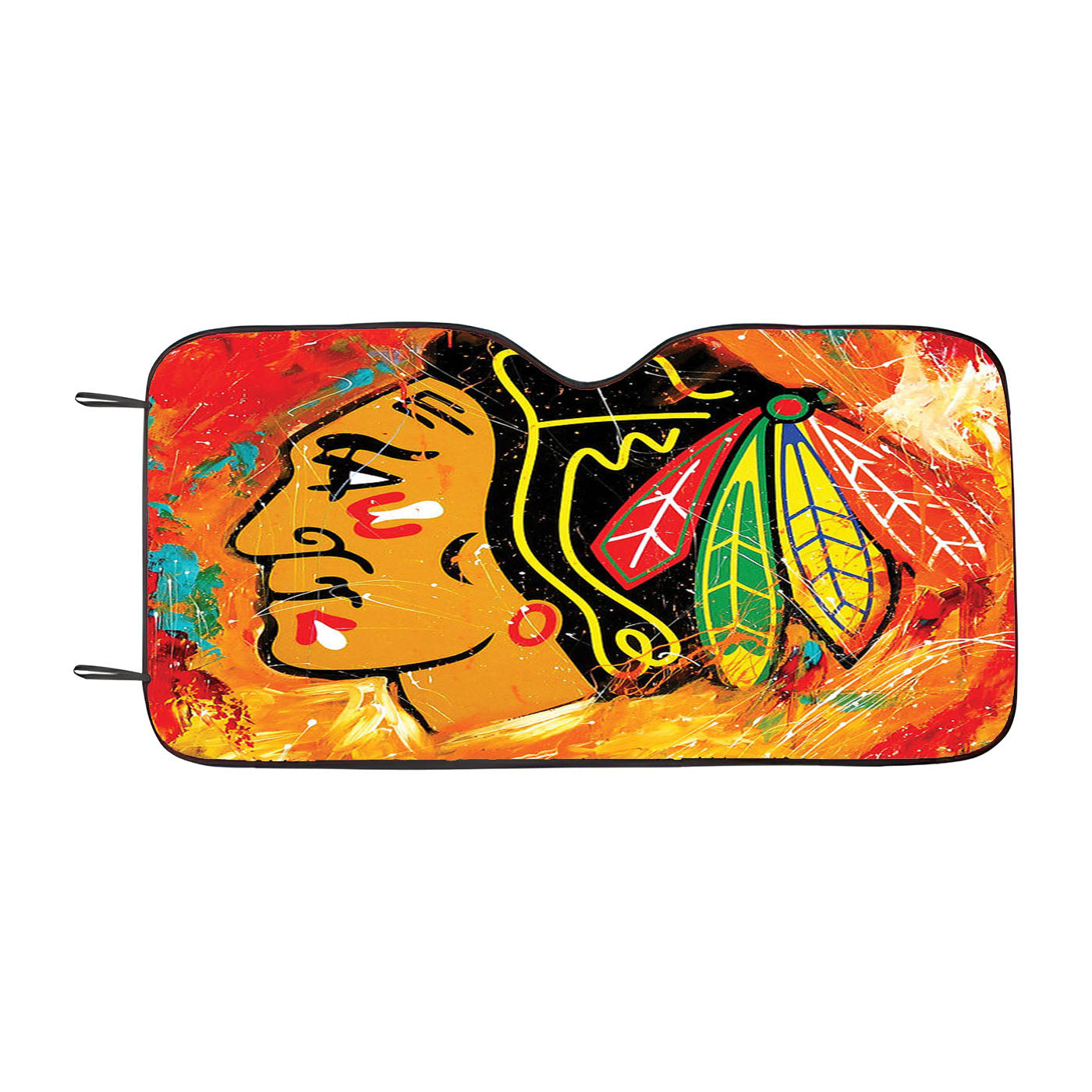 Chicago Blackhawks Abstract Art Car Auto Sun Shade Windshield Cover